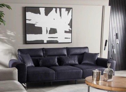 Weiche Design Couch Polster Möbel Luxus Dreisitzer Couchen Schwarz Sofas